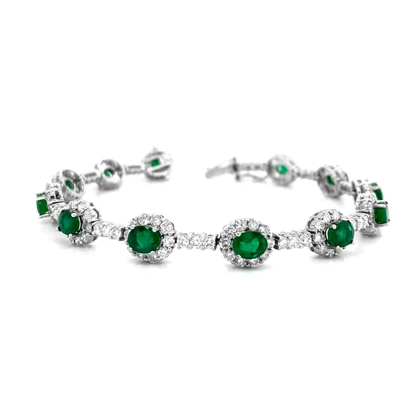 18K White Gold Emerald Bracelet