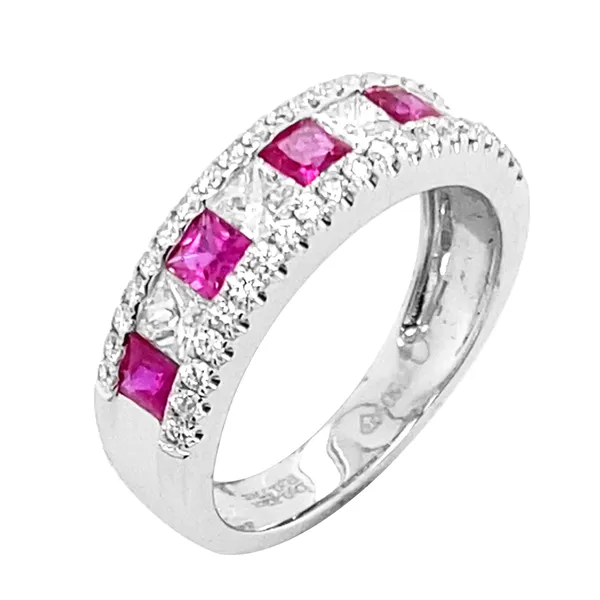 18K White Gold Ruby Band