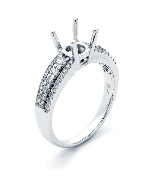 18K White Gold Semi Mount Ring
