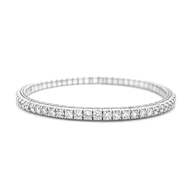 18K White Gold Tennis Stretchy Diamond Bangle