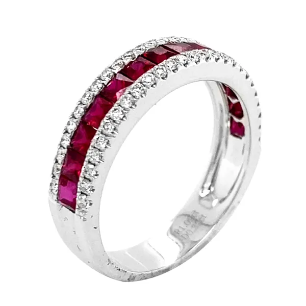 18K White Gold Ruby Band