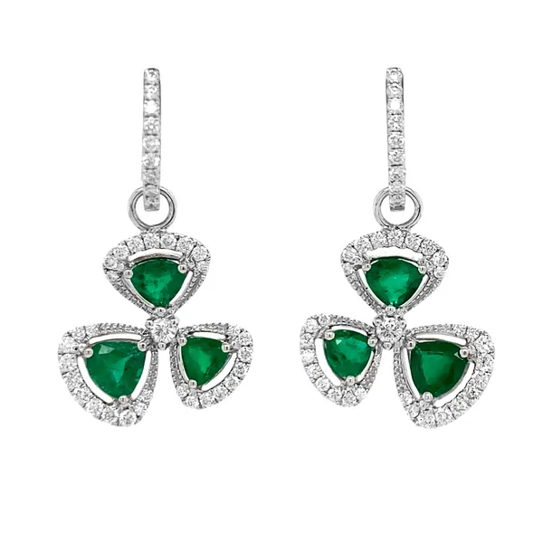 18K White Gold Emerald Earrings