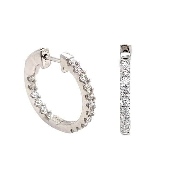 18K White Gold Diamond Hoop Earrings