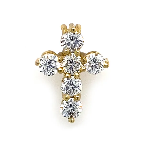 18K Yellow Gold Diamond Cross Pendant