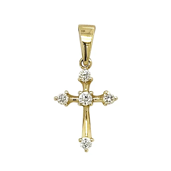 18K Yellow Gold Diamond Cross Pendant