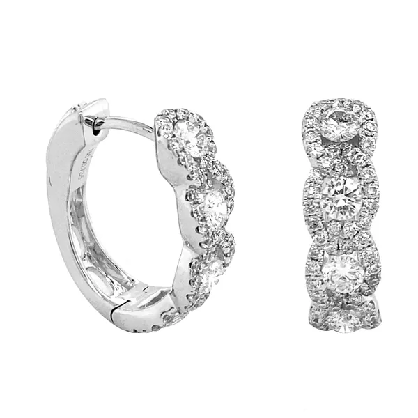 18K White Gold Diamond Hoop Earrings