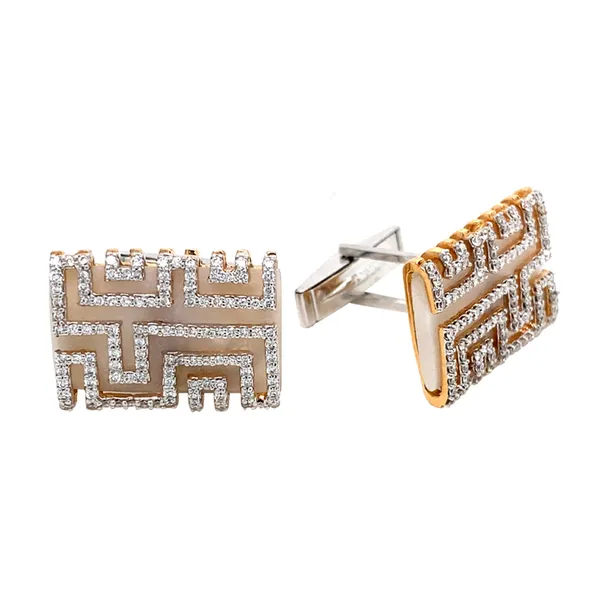 18K Two-Tone White Agate Cufflinks