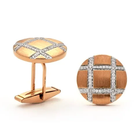 18K Rose Gold Diamond Cufflink