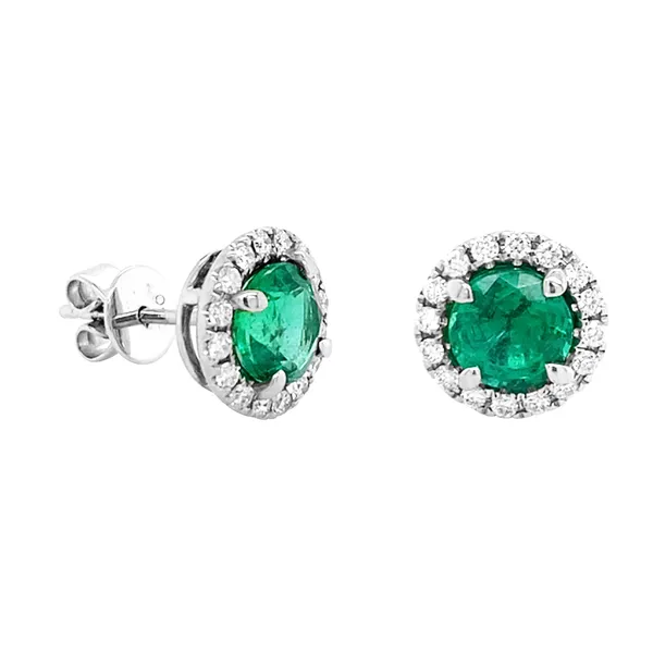 18K White Gold Emerald Earrings