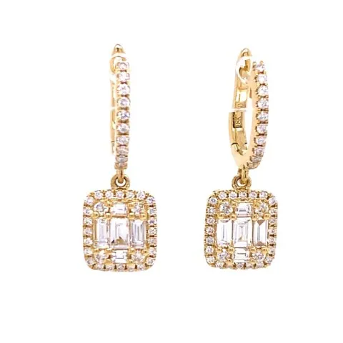 18K Yellow Gold Diamond Earrings