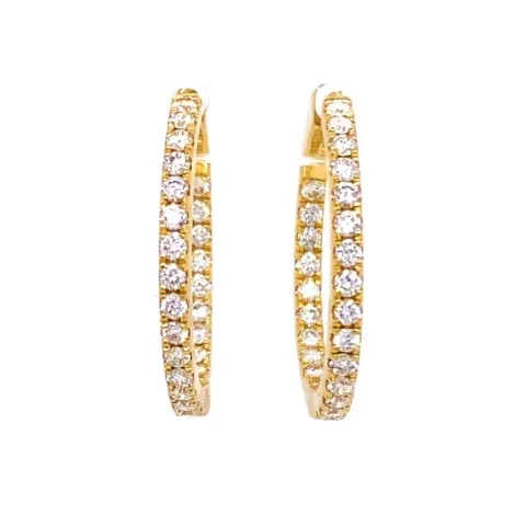 18K Yellow Gold Diamond Hoop Earrings