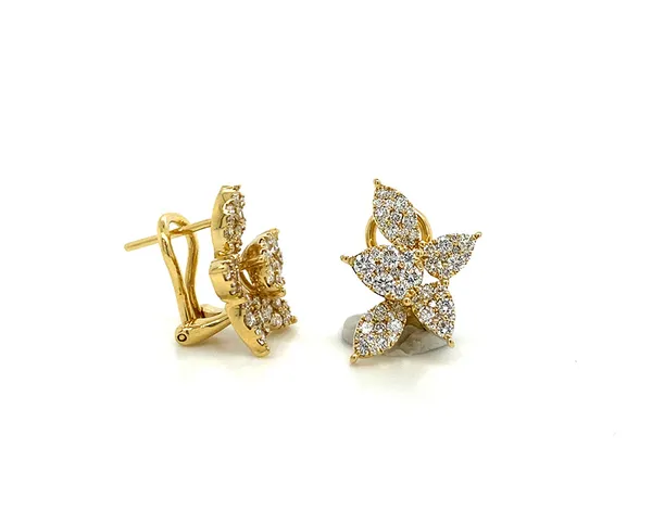 18K Yellow Gold Diamond Earrings