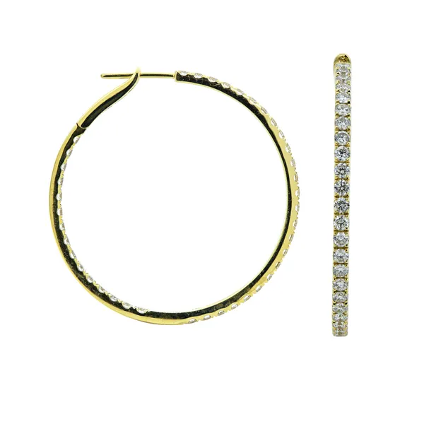 18K Yellow Gold Diamond Hoops