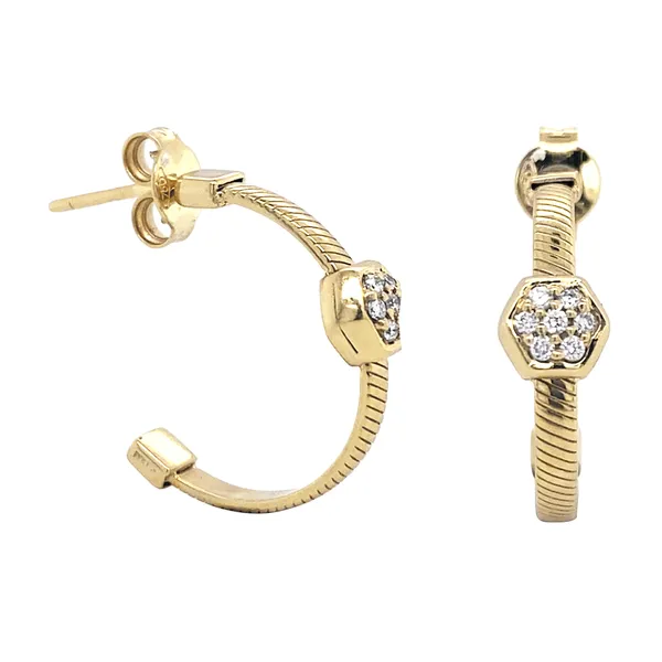 18K Yellow Gold Diamond Hoops
