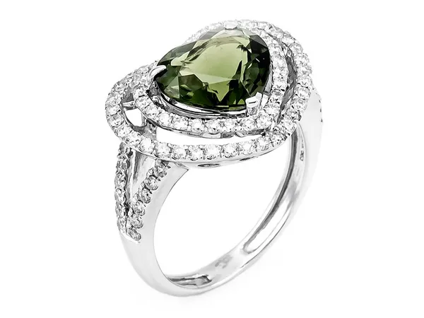 14K White Gold Green Tourmaline Ring
