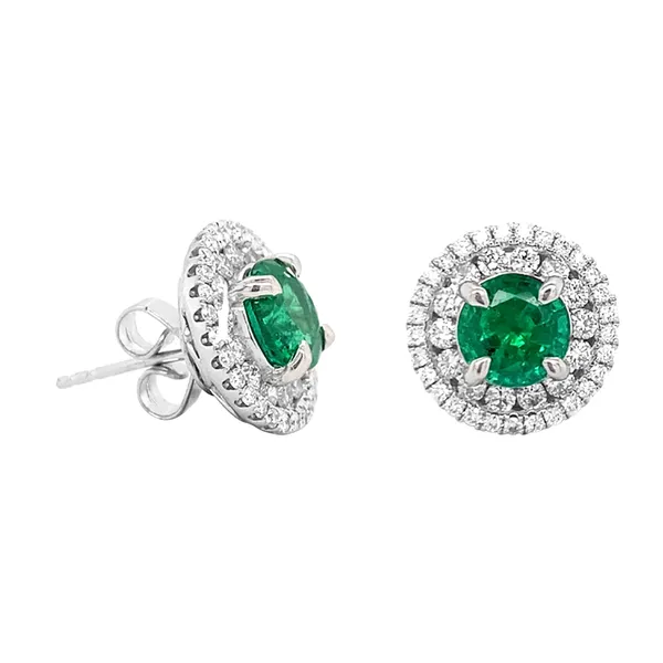 18K White Gold Emerald Earrings