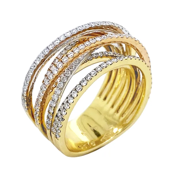 18K Tri-Color Gold Diamond Band