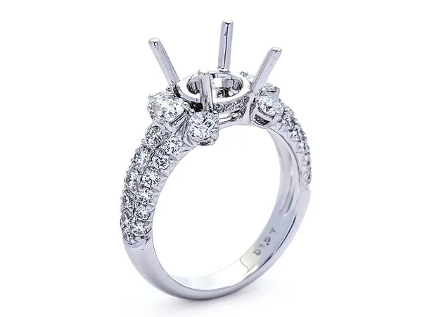 18K White Gold Semi Mount Ring