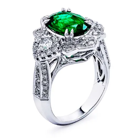 18K White Gold Emerald Ring