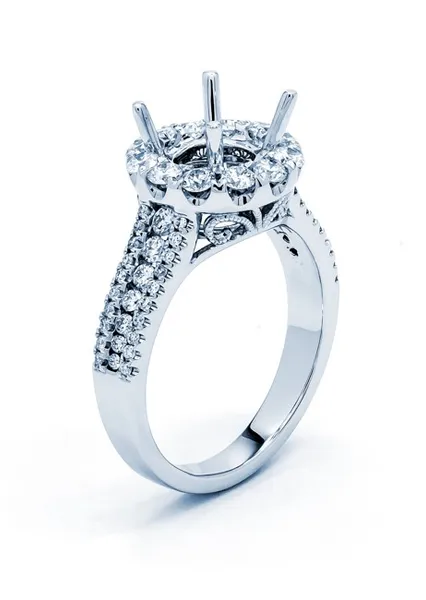18K White Gold Semi Mount Ring