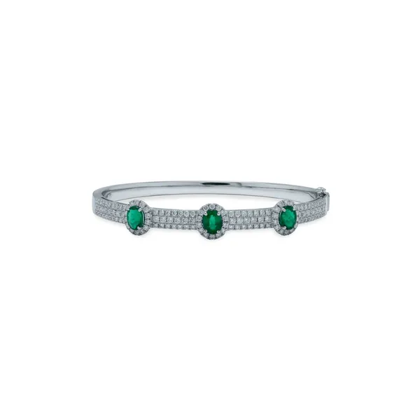 18K White Gold Emerald Bangle