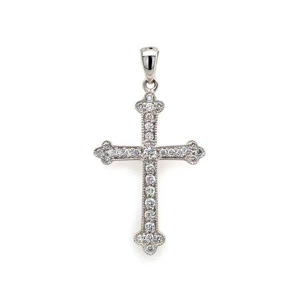 18K White Gold Diamond Cross Pendant