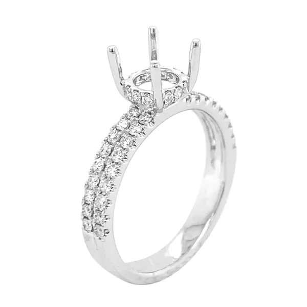 18K White Gold Semi Mount Ring