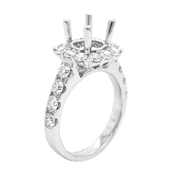 18K White Gold Semi Mount Ring