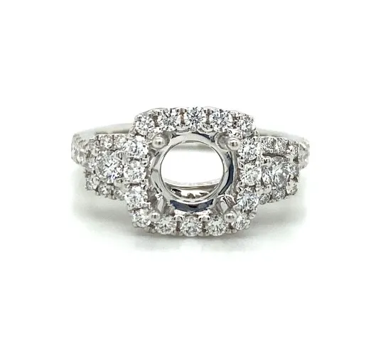 18K White Gold Semi Mount Ring