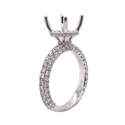 18K White Gold Semi Mount Ring