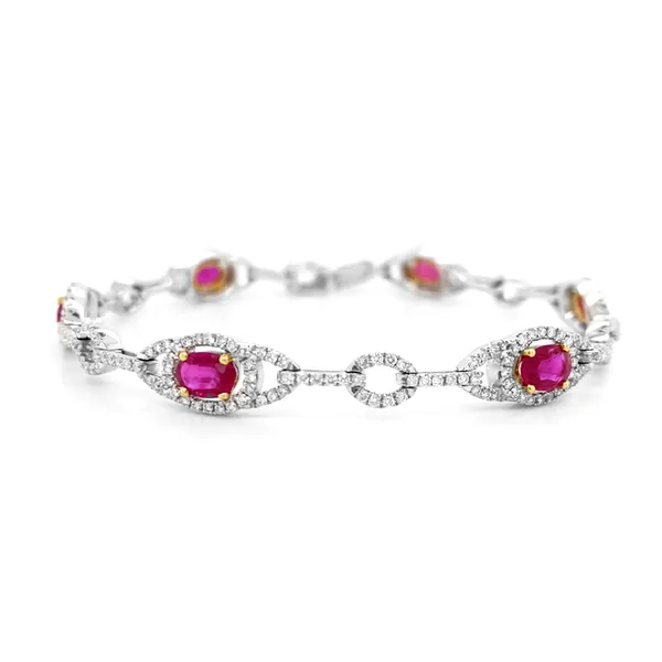 18K White Gold Ruby Bracelet