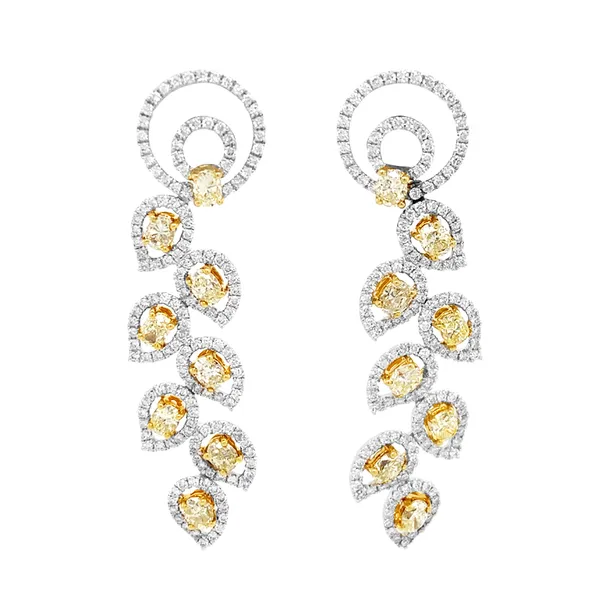 18K White Gold Yellow Diamond Earrings