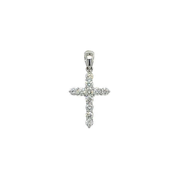 18K White Gold Diamond Cross Pendant
