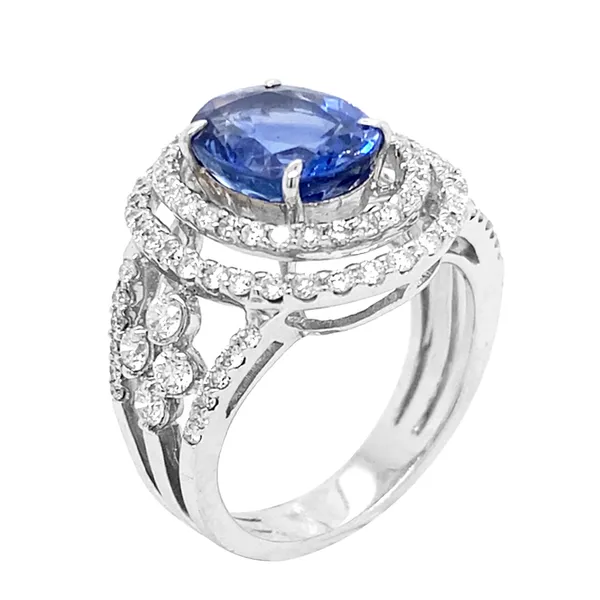 18K White Gold Sapphire Ring