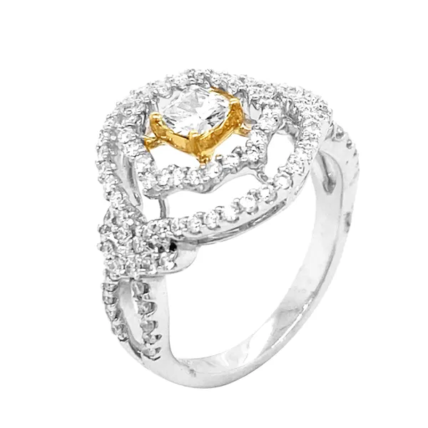 18K Two-Tone Gold Yellow Diamond Ring
