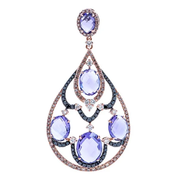 18K Rose Gold Black Rhodium Amethyst Pendant