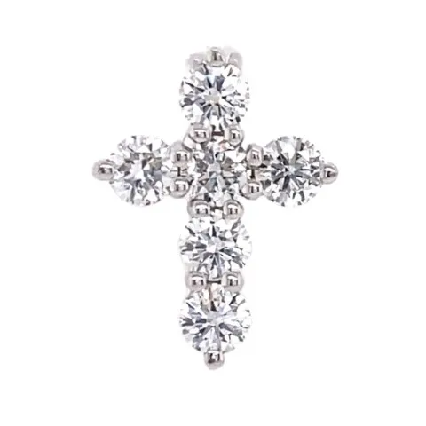 18K White Gold Diamond Cross Pendant