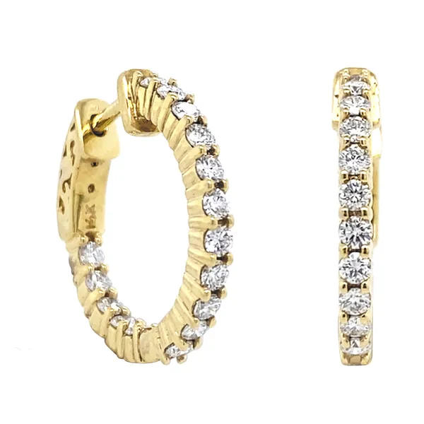 18K Yellow Gold Diamond Hoops