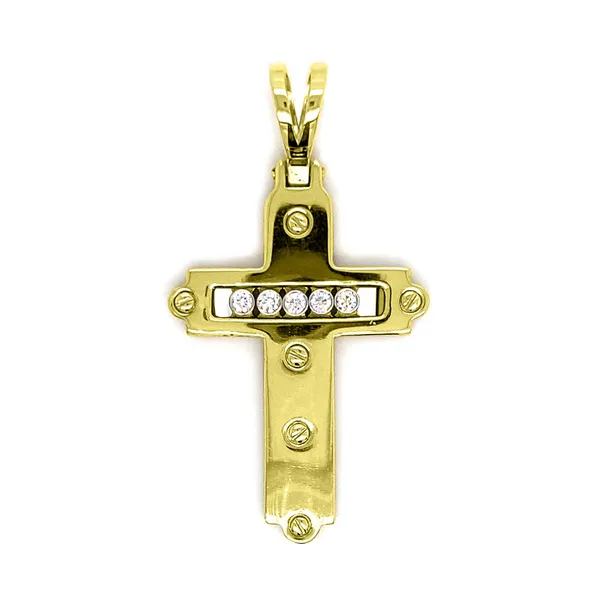 18K Yellow Gold Diamond Cross Pendant