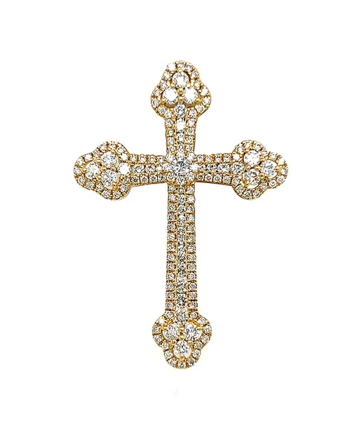 18K Yellow Gold Cross Diamond Pendant