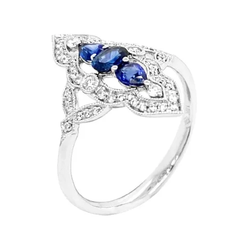 18K White Gold Sapphire Band