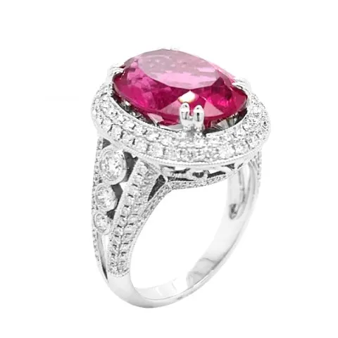 18K White Gold Rubellite Ring
