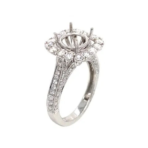 18K White Gold Semi Mount Ring