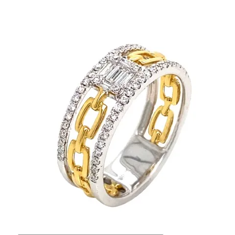 18K Two-Tone Gold Diamond Band