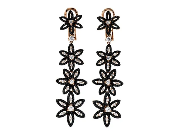 18K Rose Gold Black Diamond Earrings