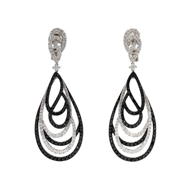 18K Two-Tone Black Diamond Earrings
