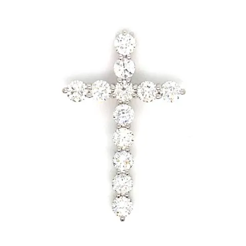 18K White Gold Diamond Cross Pendant