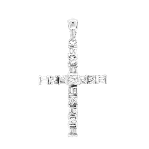 18K White Gold Diamond Cross Pendant