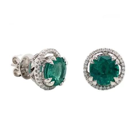 18K White Gold Emerald Earrings