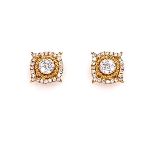 18K Yellow Gold Diamond Earrings